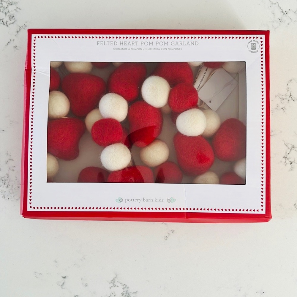 Pottery Barn Kids Felted Wool Heart Pom-Pom Garland - Picture 6 of 13